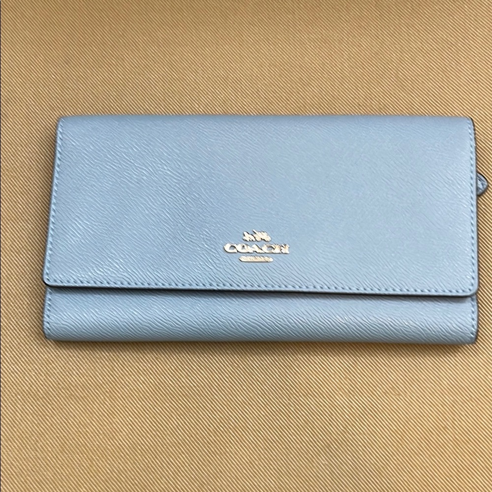 Coach Light Blue Leather Continental Wallet